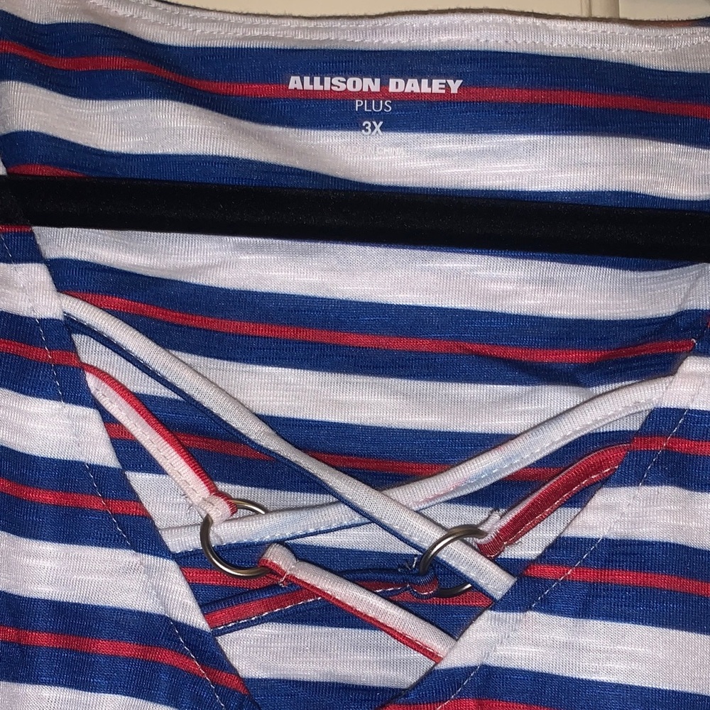 NWT Allison Daley Multicolor Striped Short Sleeve Top - Picture 3 of 4